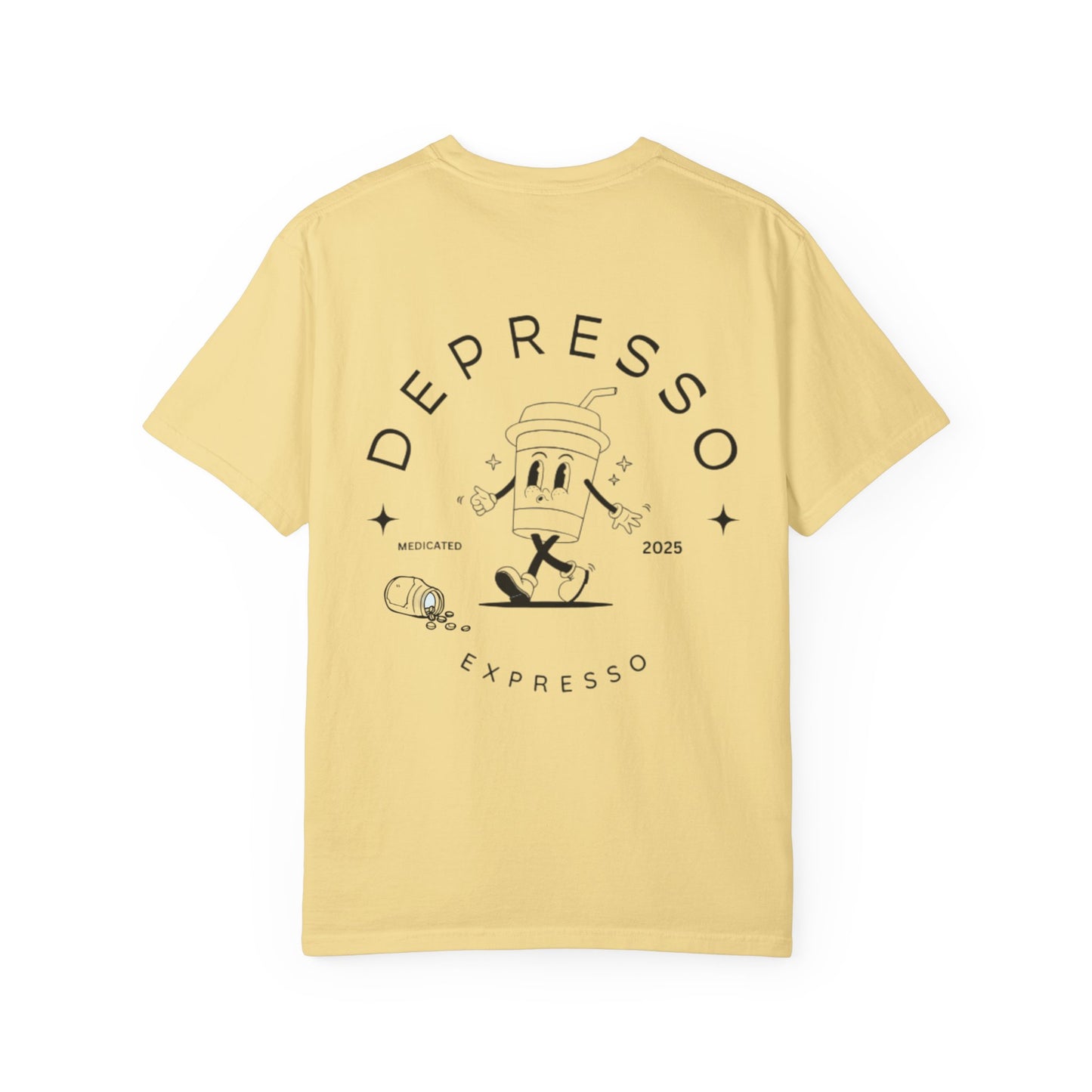 Depresso Expresso Garment-Dyed T-Shirt, Vintage Coffee Lover Tee, Casual Unisex Wear, Gift for Baristas, Perfect for Everyday Style