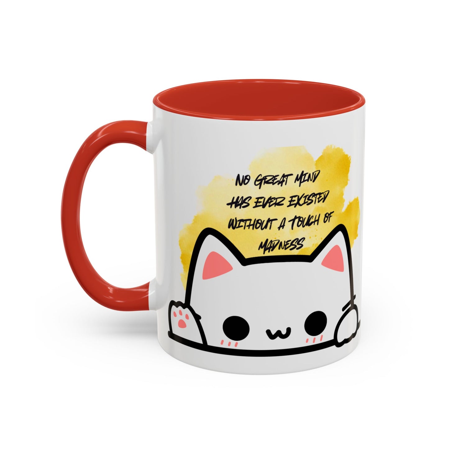 Playful Cat Accent Mug - No Great Mind Has Ever Existed Without a Touch of Madness, Cute Gift for Cat Lovers, Coffee Cup, Cat-Themed [...]