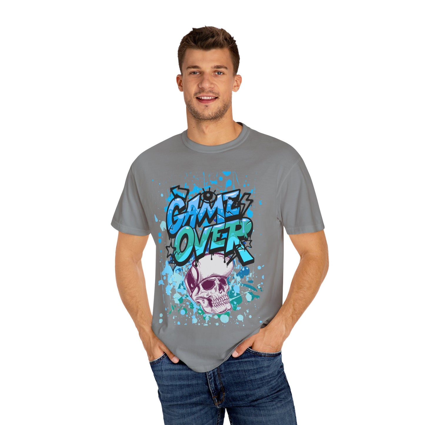 Gamer Skull T-shirt, Unisex Graphic Tee, Game Over Apparel, Casual Wear, Gift for Gamers, Streetwear, Cool Graphic Shirt