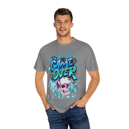 Gamer Skull T-shirt, Unisex Graphic Tee, Game Over Apparel, Casual Wear, Gift for Gamers, Streetwear, Cool Graphic Shirt