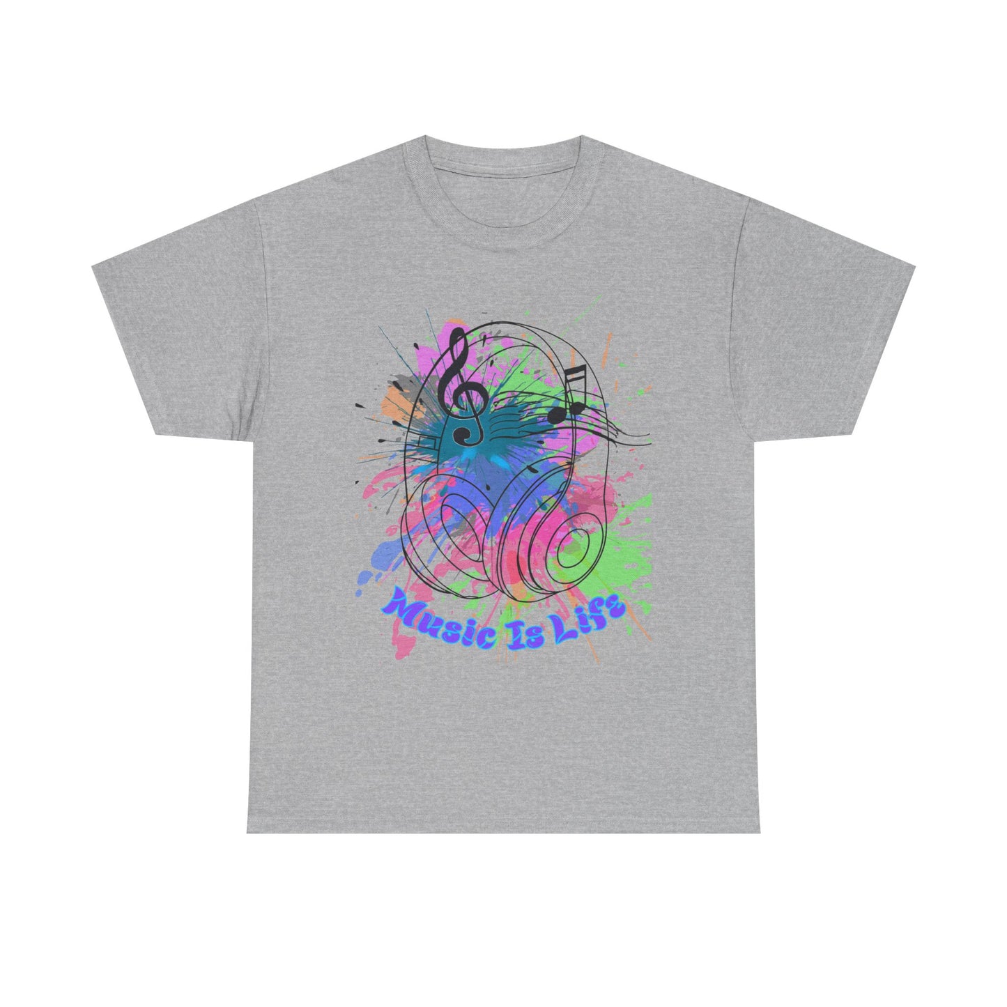 Music Is Life Unisex Heavy Cotton Tee - Perfect for Music Lovers, Gift for Musicians, Concerts, Festivals, Everyday Wear