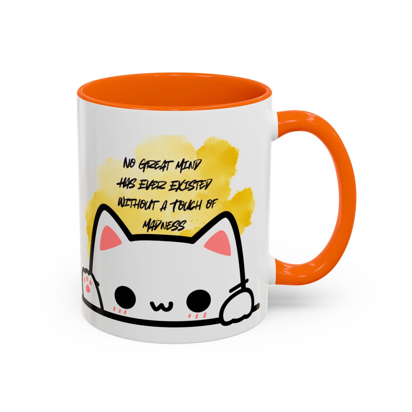 Playful Cat Accent Mug - No Great Mind Has Ever Existed Without a Touch of Madness, Cute Gift for Cat Lovers, Coffee Cup, Cat-Themed [...]