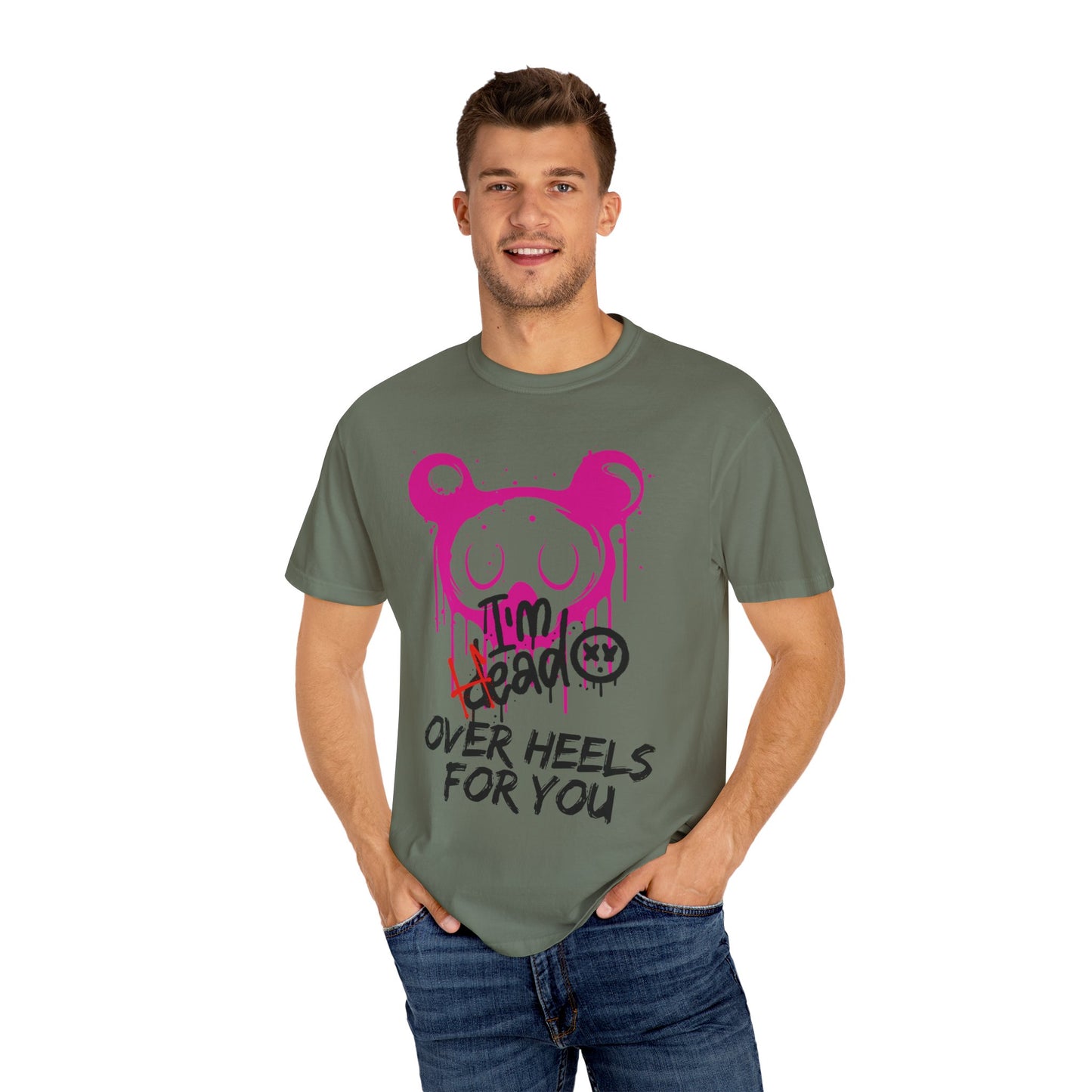 Head Over Heels T-Shirt with Cute Design, Perfect Gift for Friends, Casual Wear, Valentine's Day, Year-Round Fashion
