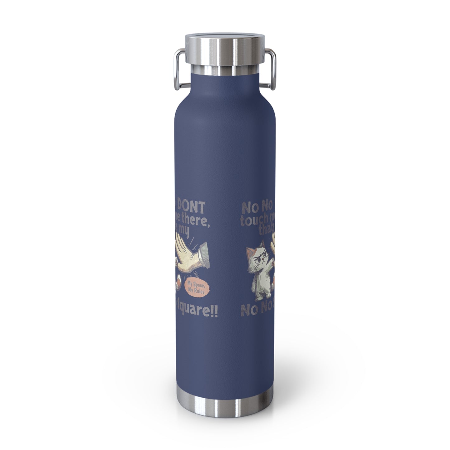 Funny Cat Insulated Water Bottle, 22oz, Laughing Cat Gift, Pet Lover Gift, Humorous Drinkware, Cat Safety Bottle