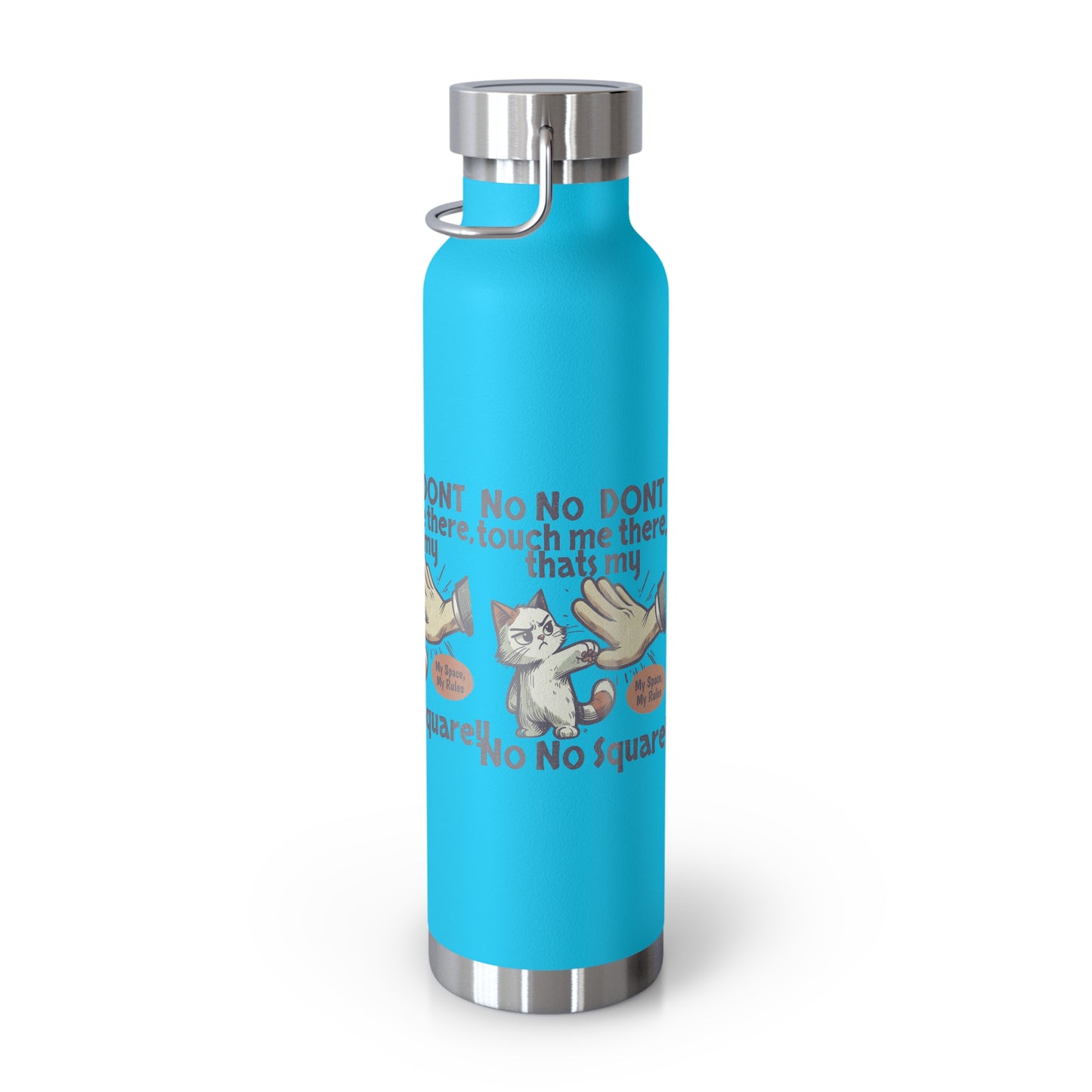 Funny Cat Insulated Water Bottle, 22oz, Laughing Cat Gift, Pet Lover Gift, Humorous Drinkware, Cat Safety Bottle