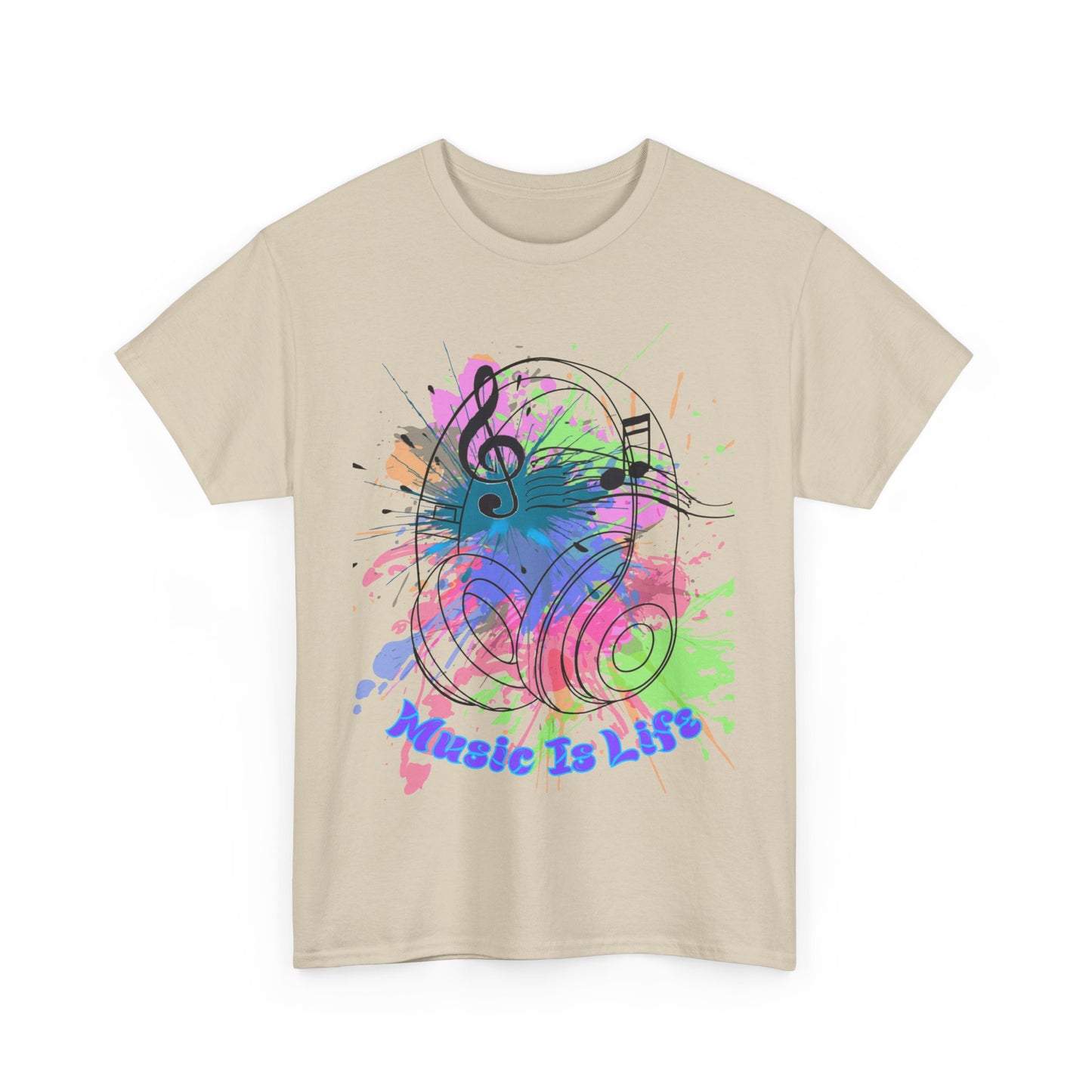 Music Is Life Unisex Heavy Cotton Tee - Perfect for Music Lovers, Gift for Musicians, Concerts, Festivals, Everyday Wear