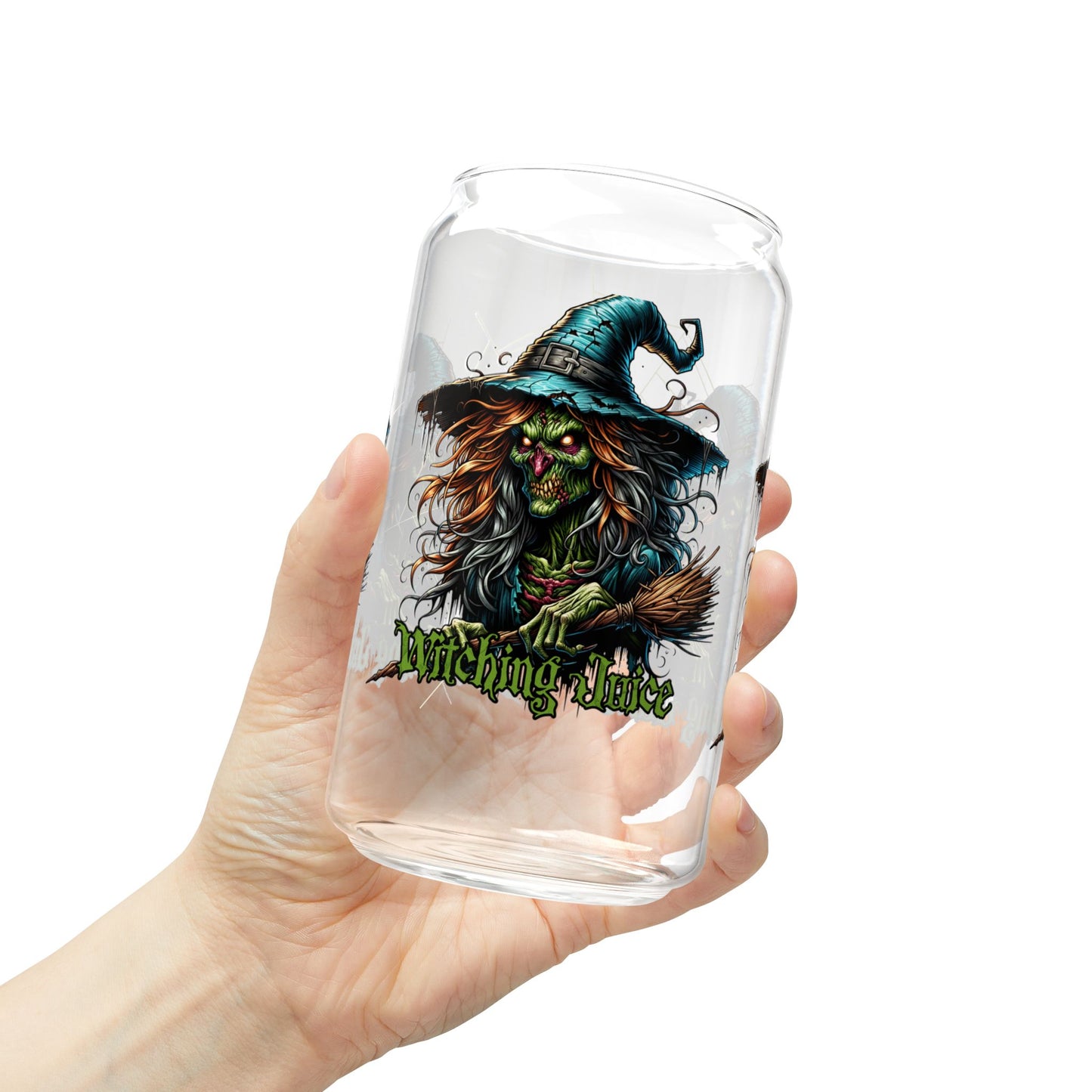 Witchy Sipper Glass | 16oz | Halloween Drinkware, Spooky Decor, Gift for Witch Lovers, Eco-Friendly Straw, Kitchen Accessory