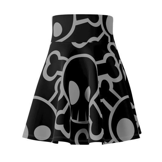 Women's Skater Skirt with Skull Print, Skirt for Music Festivals, Edgy Fashion Piece, Halloween Outfit, Alternative Style