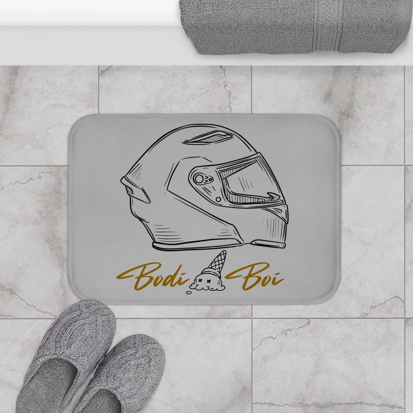 Bodi Boi Bath Mat - Stylish Motorcycle Decor, Gift for Bikers, Fun Bathroom Accessory, Unique Home Decor, Racing Enthusiast Mat