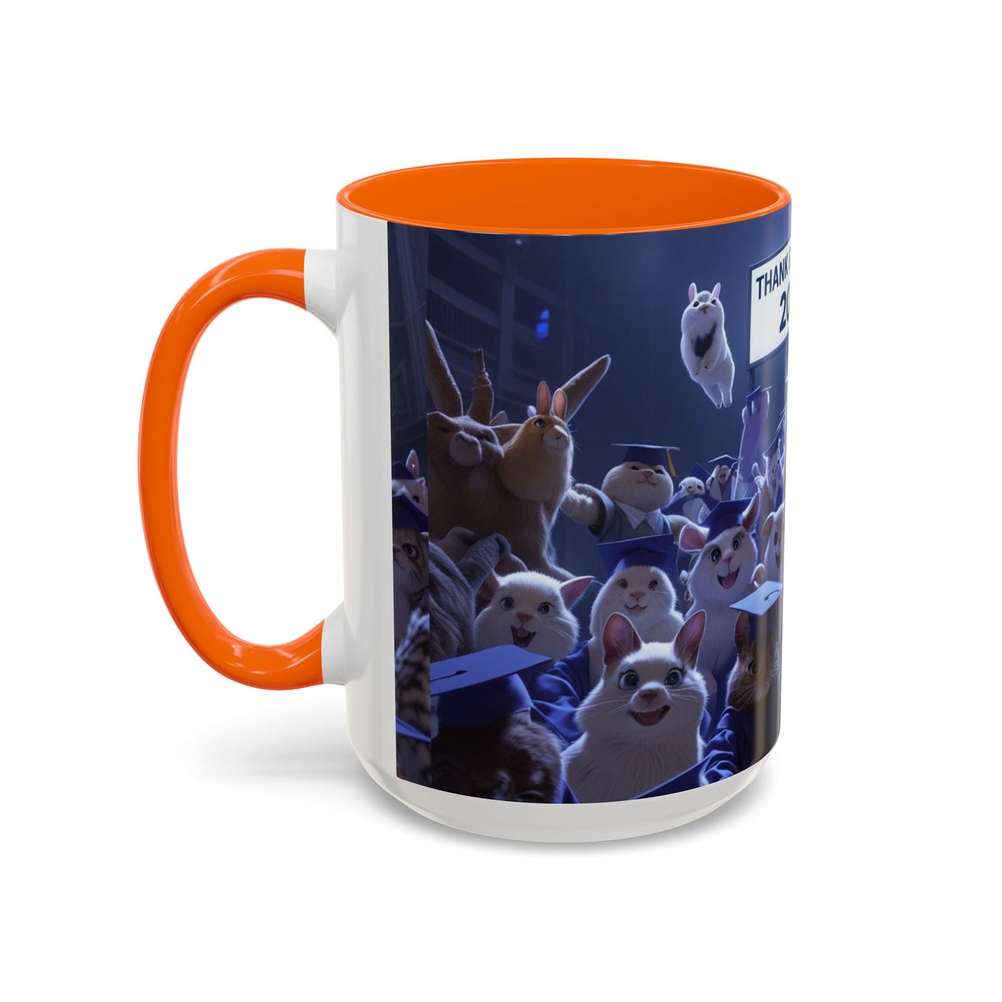 Anime Graduation Theme Accent Coffee Mug - Funny Cat & Dog Design, Perfect Gift for 2025 Grads, Inspirational Coffee Mug, Celebration Mug