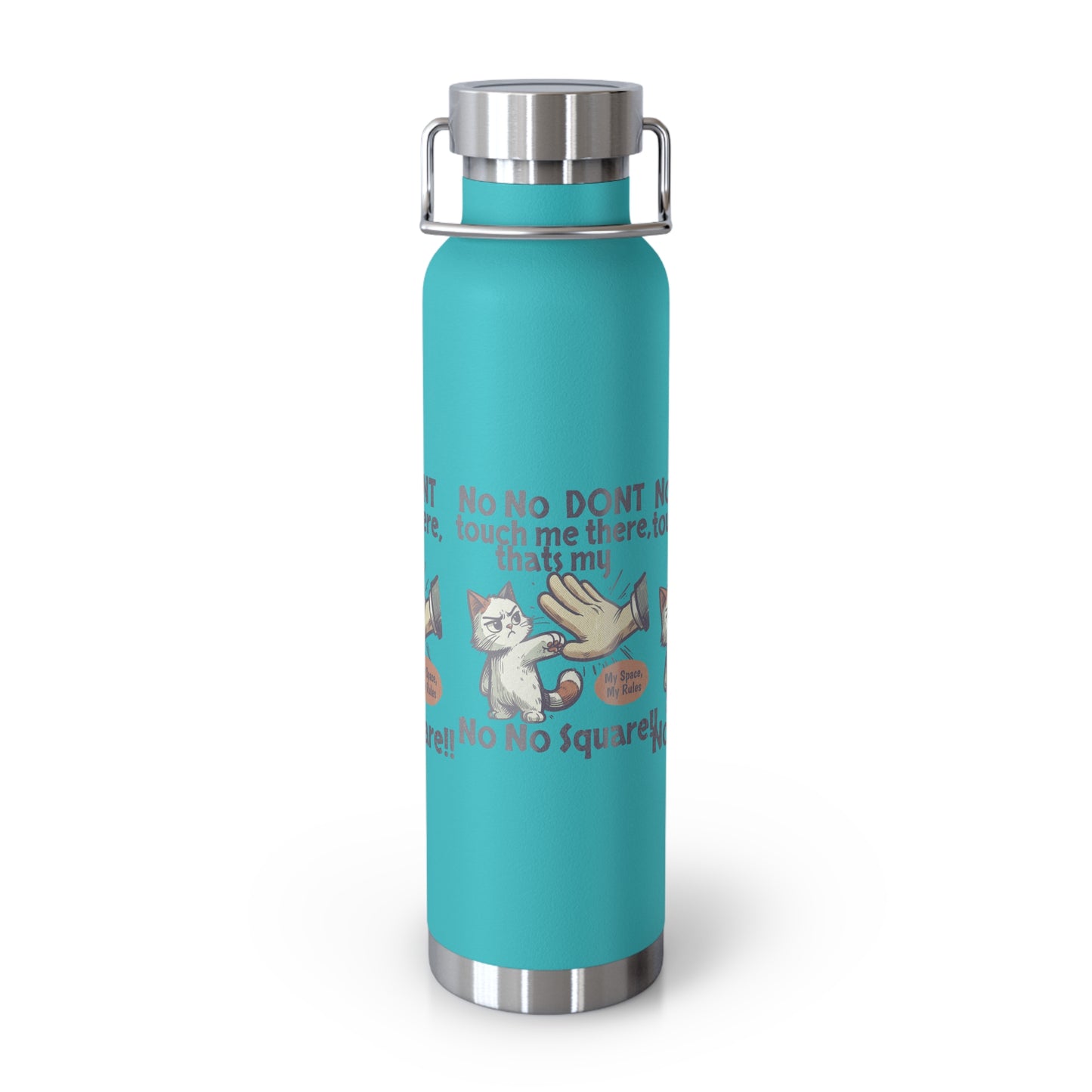 Funny Cat Insulated Water Bottle, 22oz, Laughing Cat Gift, Pet Lover Gift, Humorous Drinkware, Cat Safety Bottle