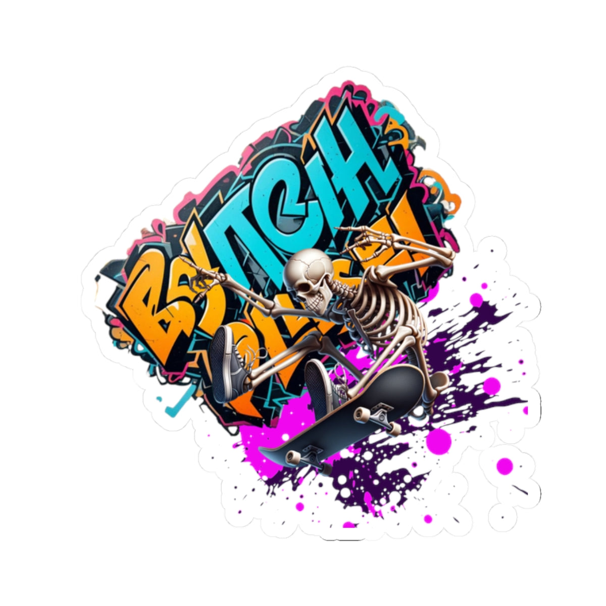 Cool Graffiti Kiss-Cut Stickers, Trendy Skateboard Accessories, Unique Laptop Decals, Street Art Decorations, Fun Gift for Teens