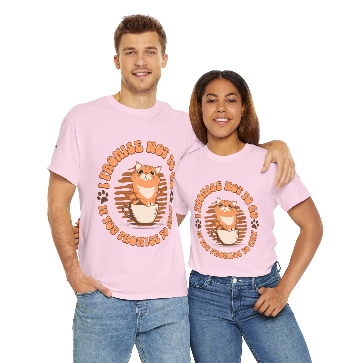 Promise Not to Go Cat Tee, Unisex Cotton T-Shirt, Gift for Cat Lovers, Cute Pet Shirt, Animal Lover Apparel