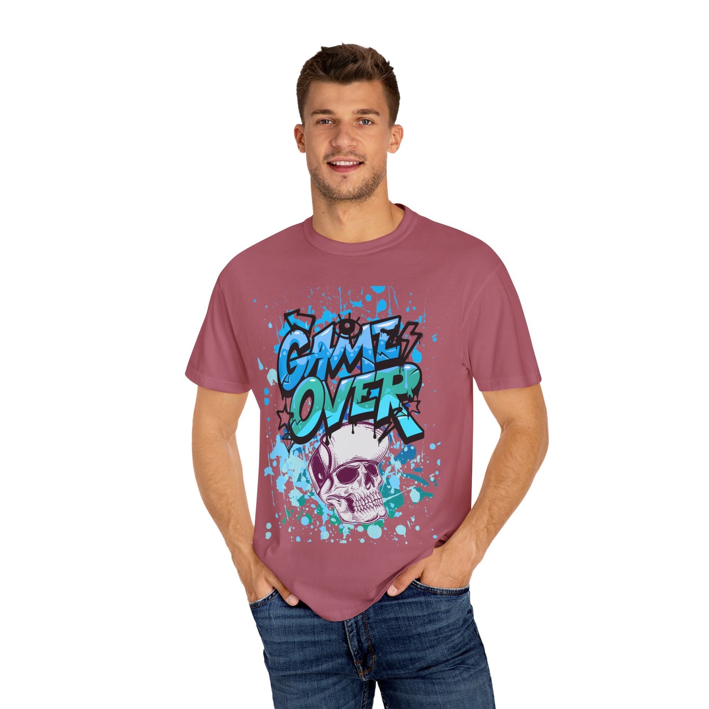 Gamer Skull T-shirt, Unisex Graphic Tee, Game Over Apparel, Casual Wear, Gift for Gamers, Streetwear, Cool Graphic Shirt