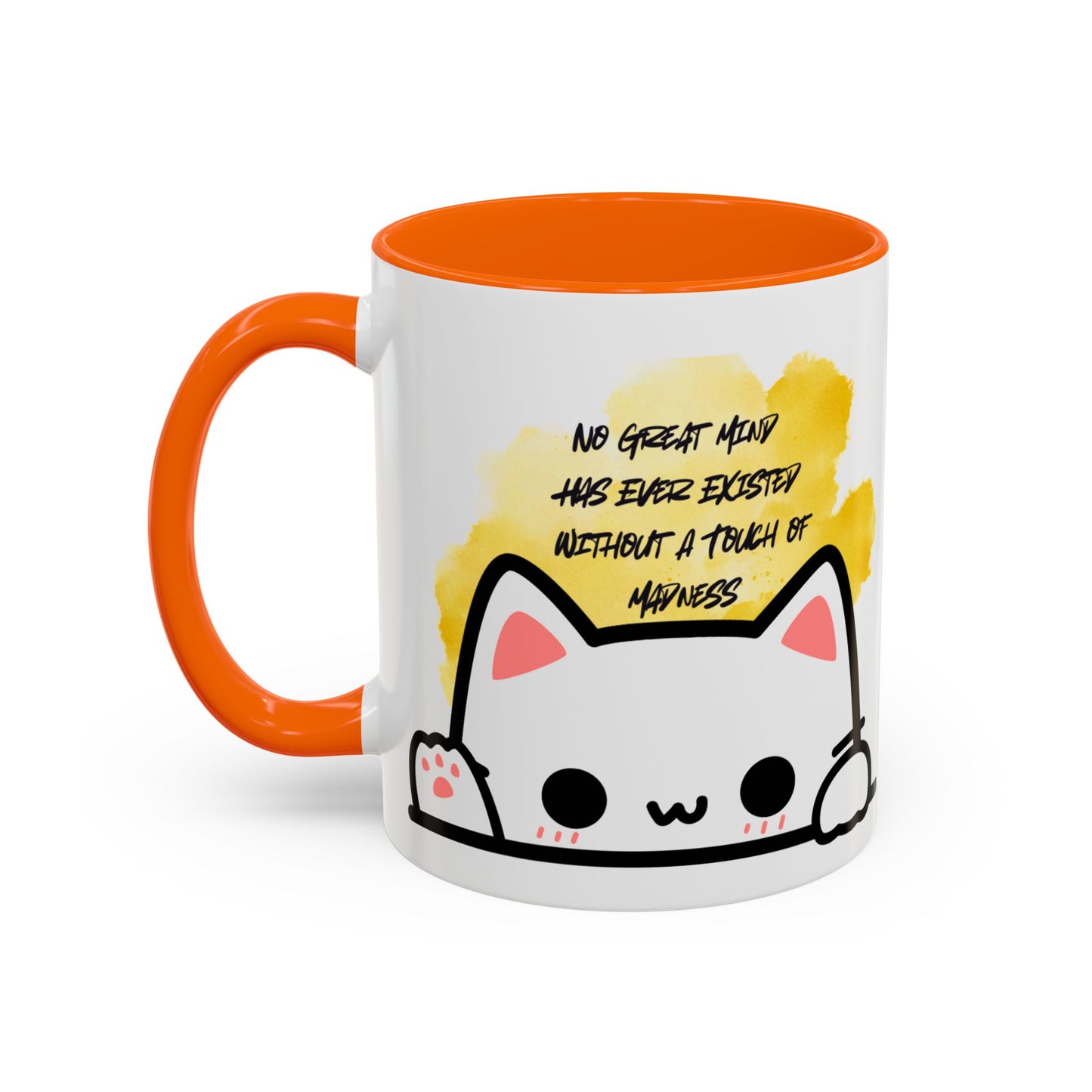 Playful Cat Accent Mug - No Great Mind Has Ever Existed Without a Touch of Madness, Cute Gift for Cat Lovers, Coffee Cup, Cat-Themed [...]