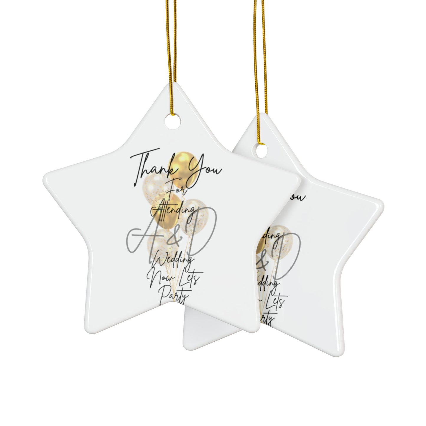 Wedding Thank You Ceramic Ornaments, Two-Sided Print, Holiday Decor, Bridal Shower Favors, Custom Keepsakes, Party Gifts