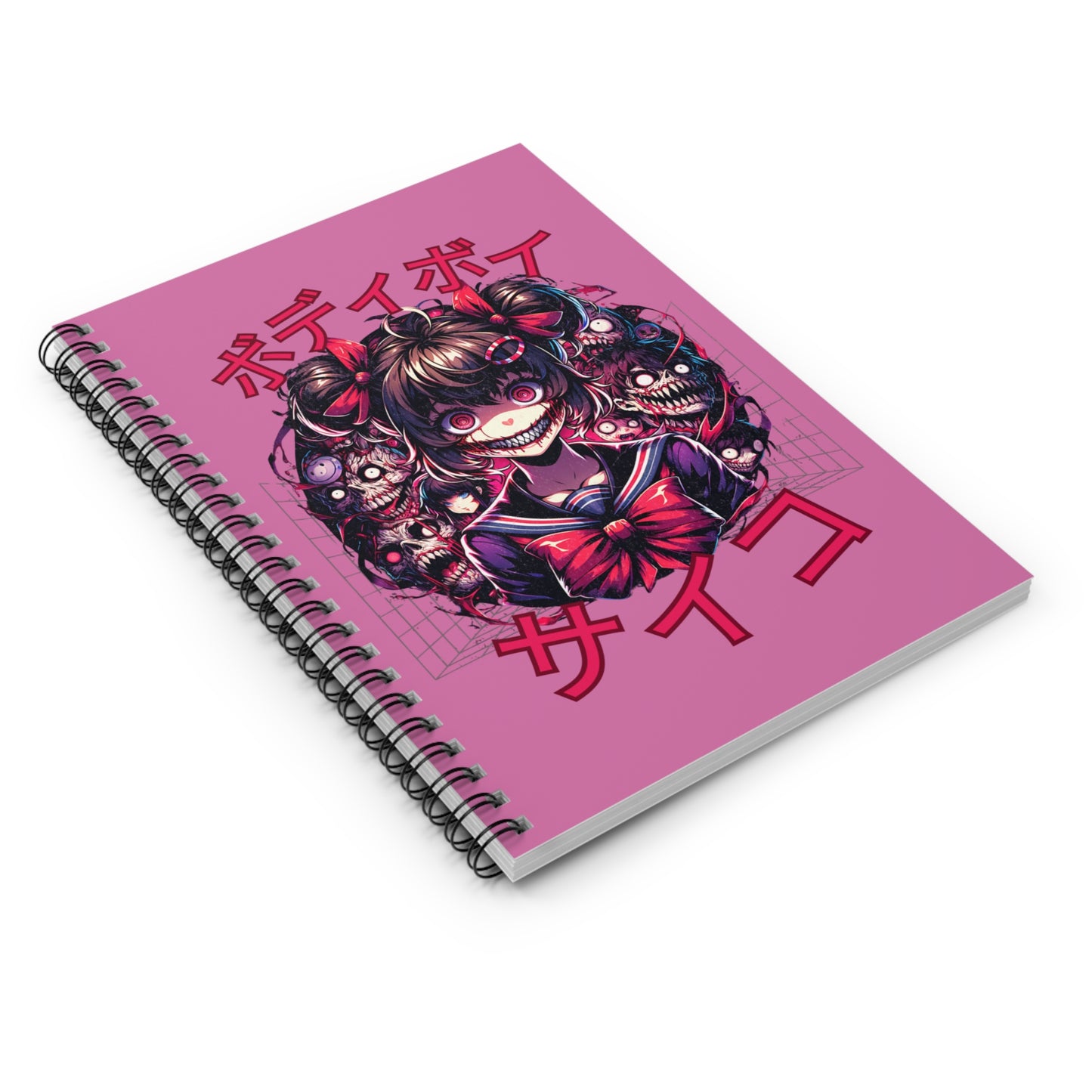 Spooky Themed Spiral Notebook - Cute Horror Design, Perfect for Note-Taking, Doodling, Journaling, Gifts for Gothic Lovers