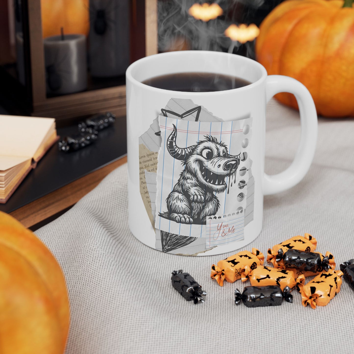 Whimsical You and Me Ceramic Mug, Unique Coffee Lover's Gift, Modern Kitchen Decor, Birthdays, Anniversaries, Holidays, Kitchen Accessories