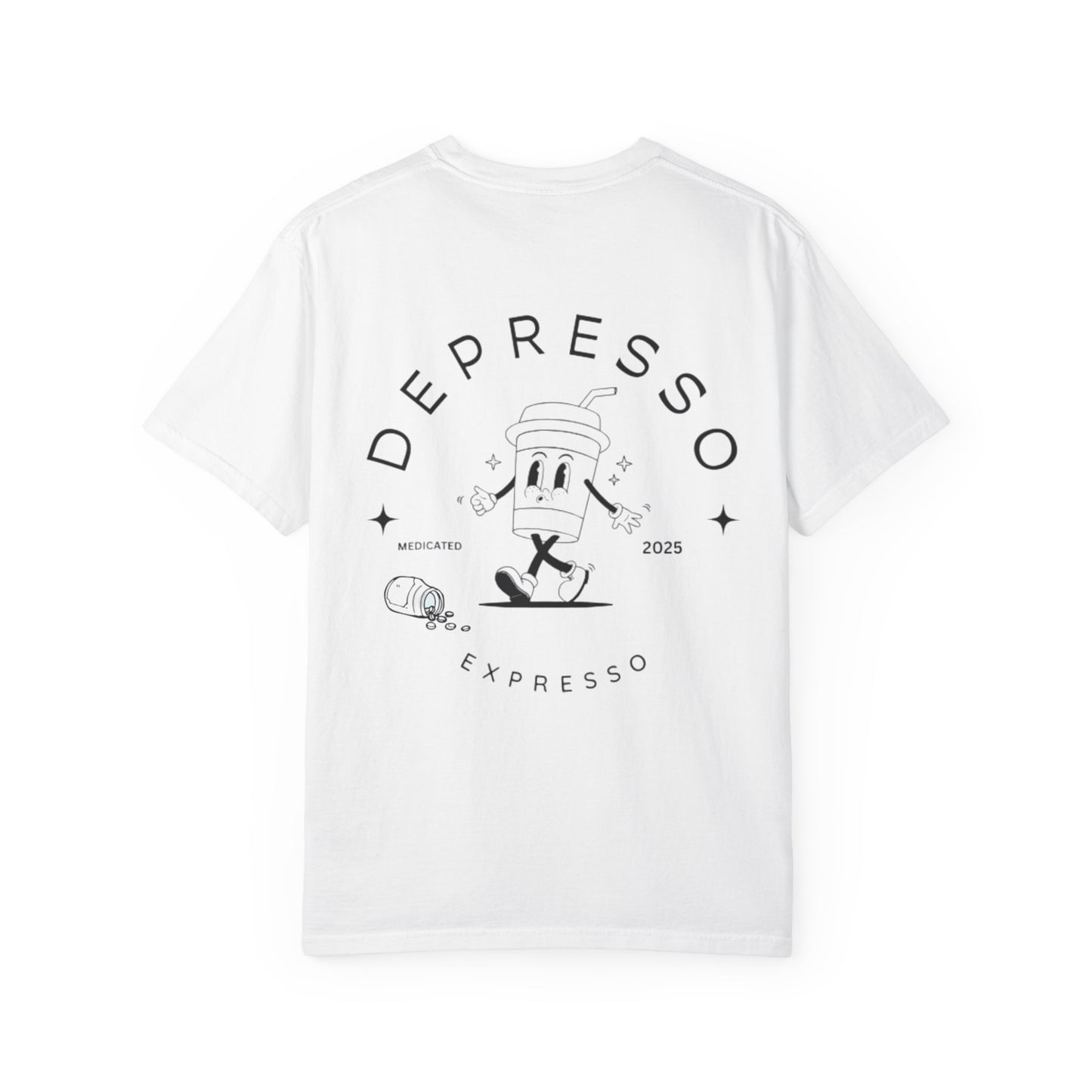 Depresso Expresso Garment-Dyed T-Shirt, Vintage Coffee Lover Tee, Casual Unisex Wear, Gift for Baristas, Perfect for Everyday Style