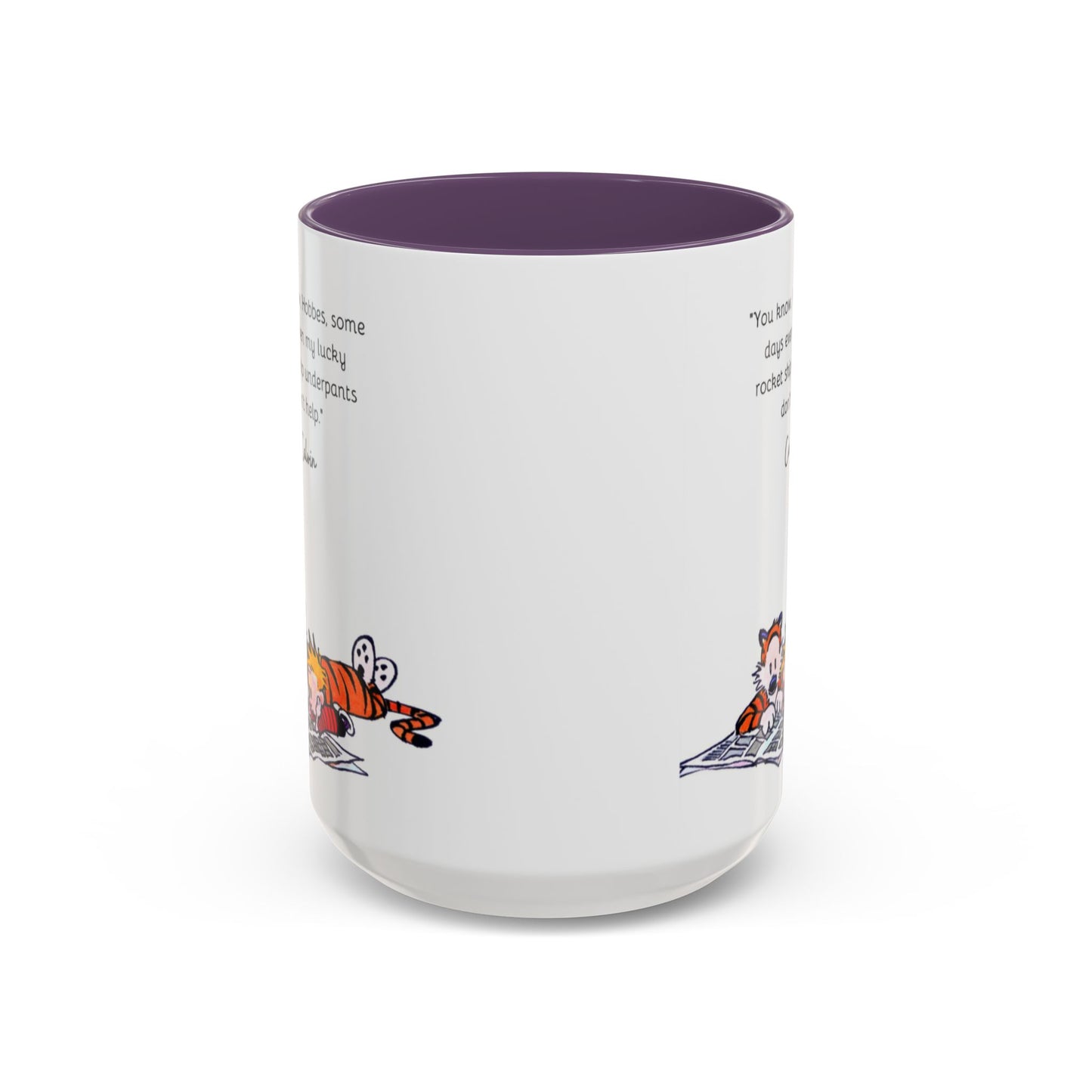 Calvin and Hobbes Inspired Accent Coffee Mug - Fun Gift for Fans, Morning Coffee, Cute Quote Mug, Whimsical Gift, Reading Companion