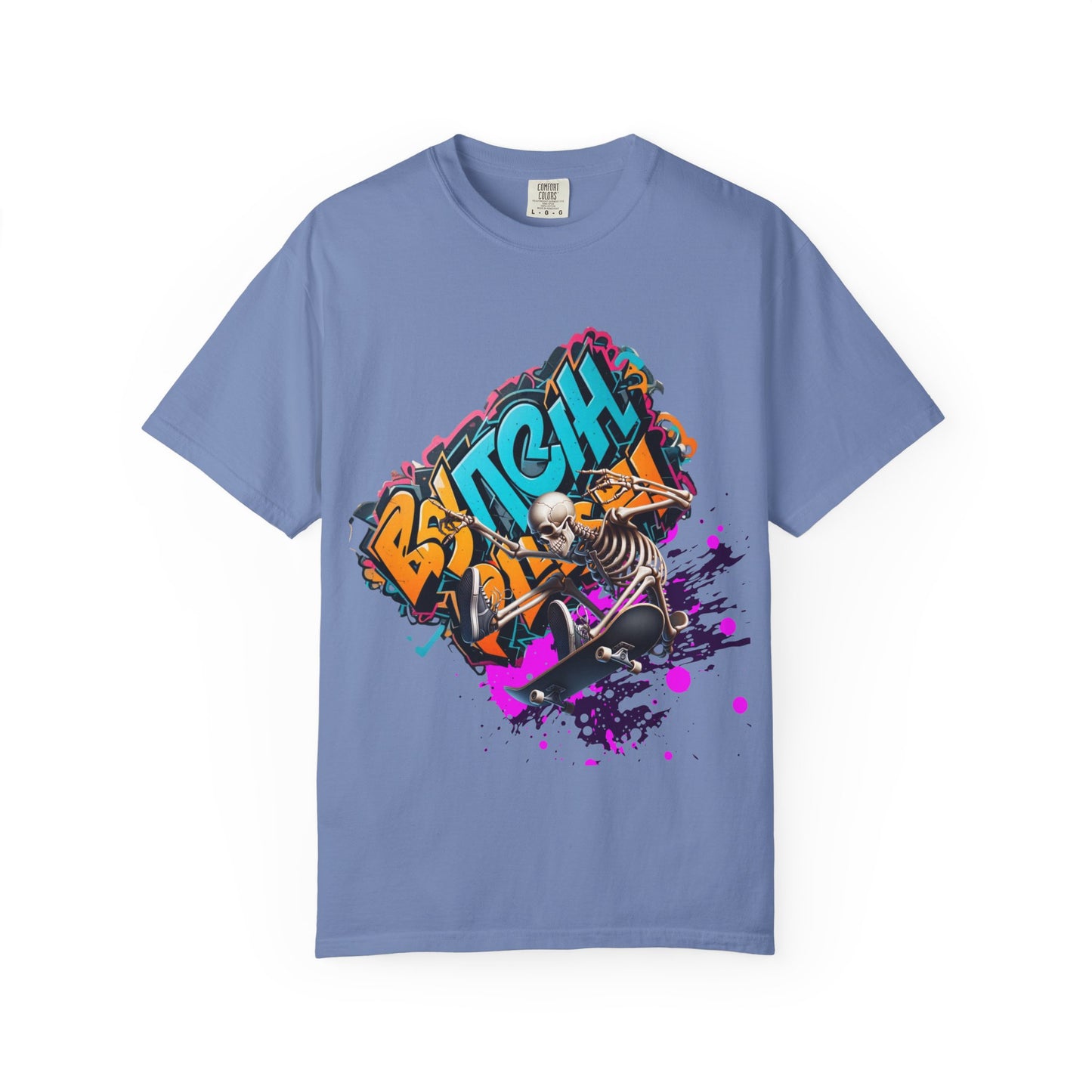 Edgy Skeleton Graffiti T-Shirt, Unisex Graphic Tee, Halloween Costume Shirt, Streetwear Style, Cool Gift for Teens