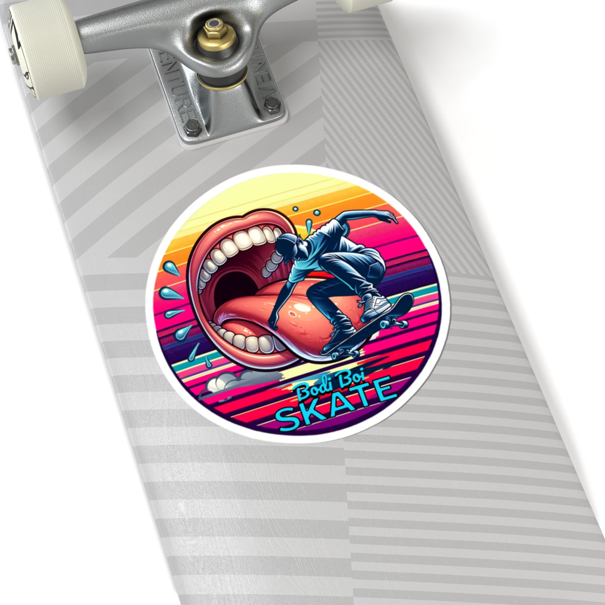 Vibrant Skateboard Kiss-Cut Stickers, Cool Skate Decals for Teens, Unique Laptop Stickers, Fun Gift for Skaters, Colorful Wall Art