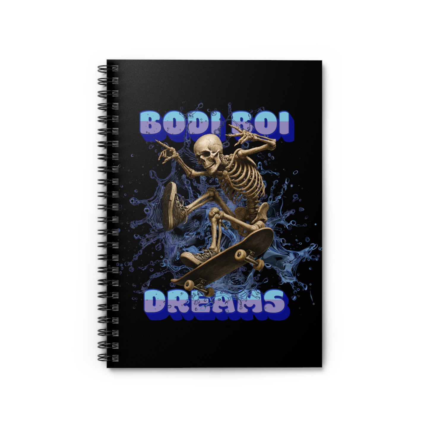 Skateboarder Spiral Notebook - Bodie Boi Dreams, Grunge Stationery, Unique Gift, Aesthetic Journal, Eco-Friendly Writing Pad