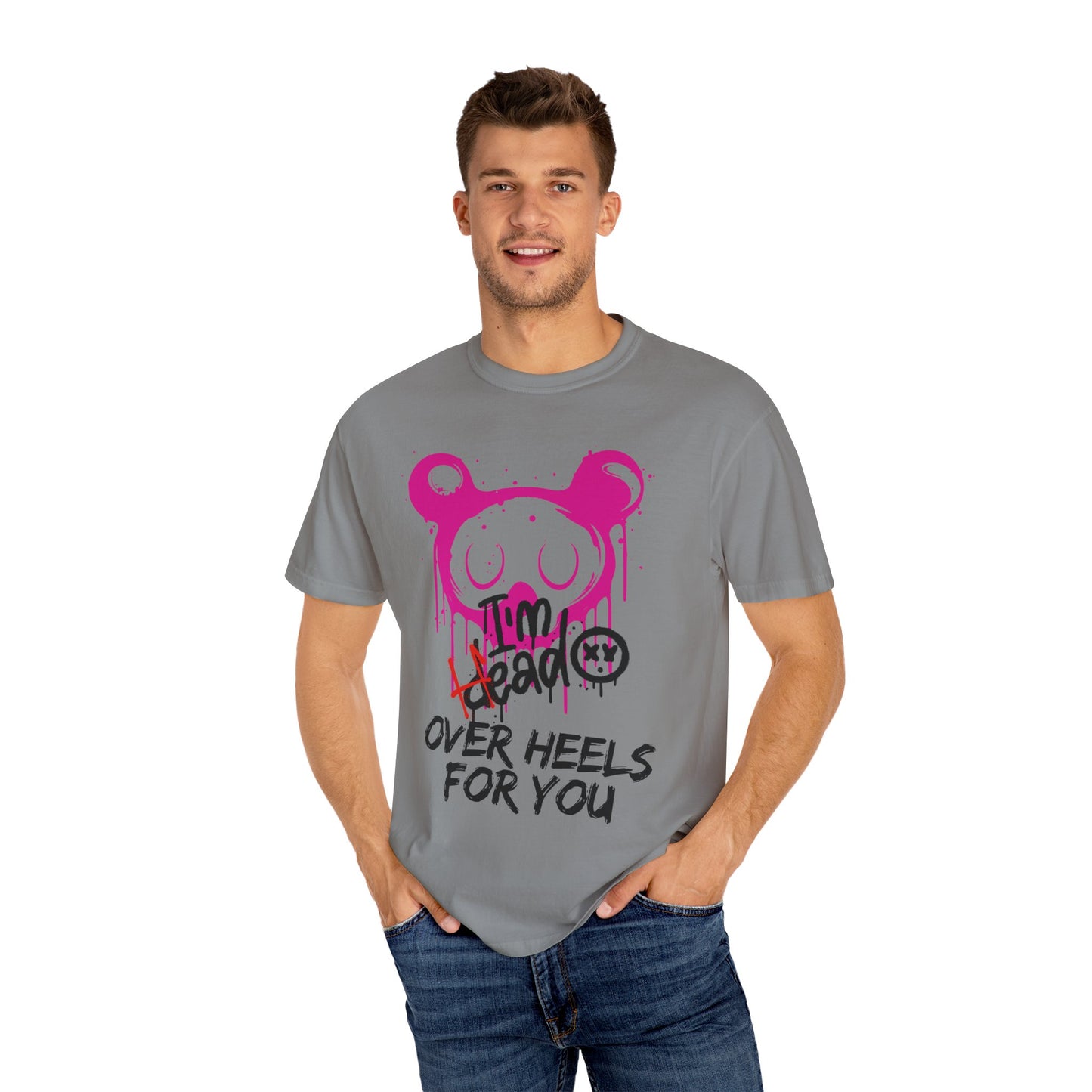 Head Over Heels T-Shirt with Cute Design, Perfect Gift for Friends, Casual Wear, Valentine's Day, Year-Round Fashion