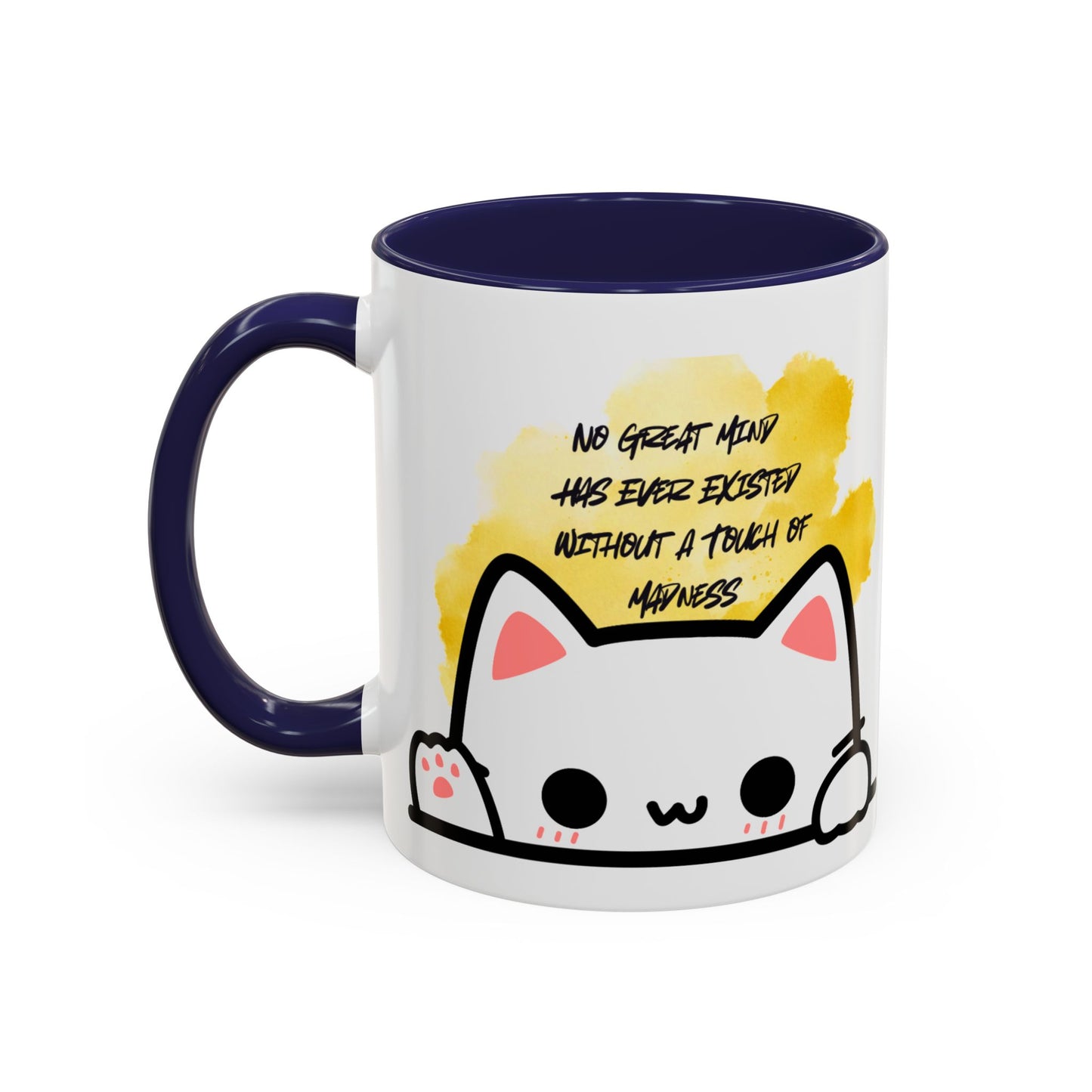 Playful Cat Accent Mug - No Great Mind Has Ever Existed Without a Touch of Madness, Cute Gift for Cat Lovers, Coffee Cup, Cat-Themed [...]