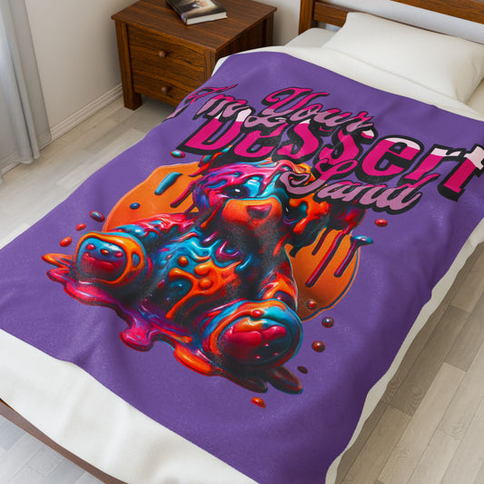 Colorful Dessert-Themed Velveteen Plush Blanket | Cozy Throw for Kids, Gift for Birthdays, Nursery Decor, Home Blanket
