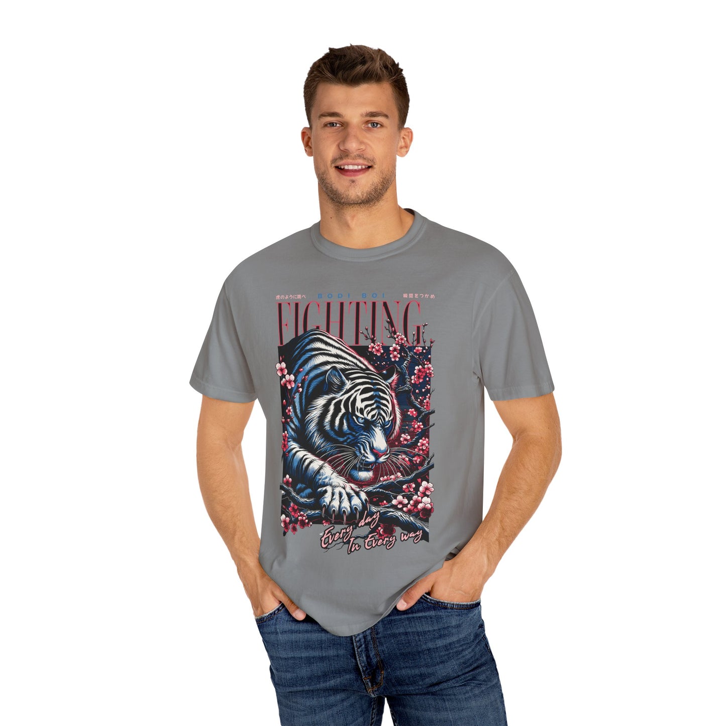 Fierce Tiger Graphic Tee, Vintage Style T-shirt, Unisex Casual Wear, Perfect Gift for Animal Lovers, Fight Against Negative Energy