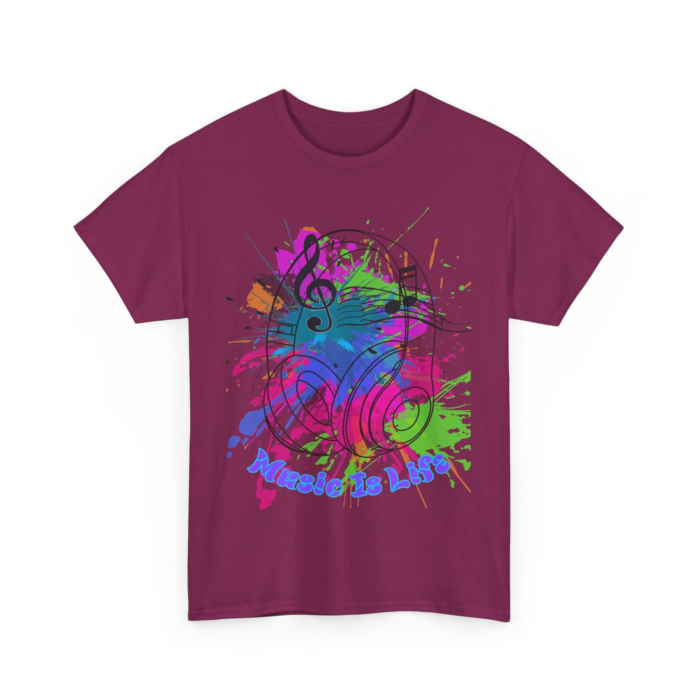 Music Is Life Unisex Heavy Cotton Tee - Perfect for Music Lovers, Gift for Musicians, Concerts, Festivals, Everyday Wear