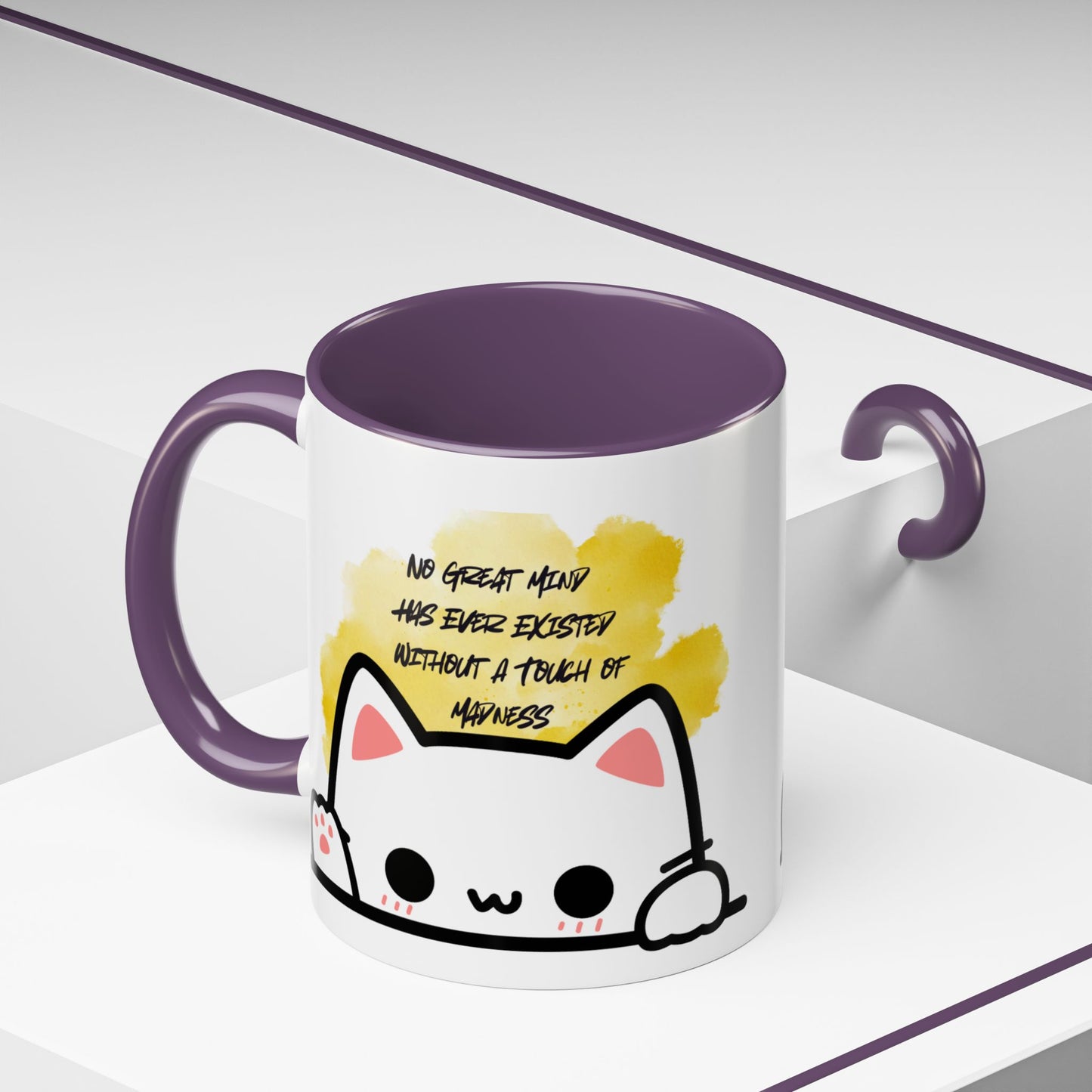 Playful Cat Accent Mug - No Great Mind Has Ever Existed Without a Touch of Madness, Cute Gift for Cat Lovers, Coffee Cup, Cat-Themed [...]