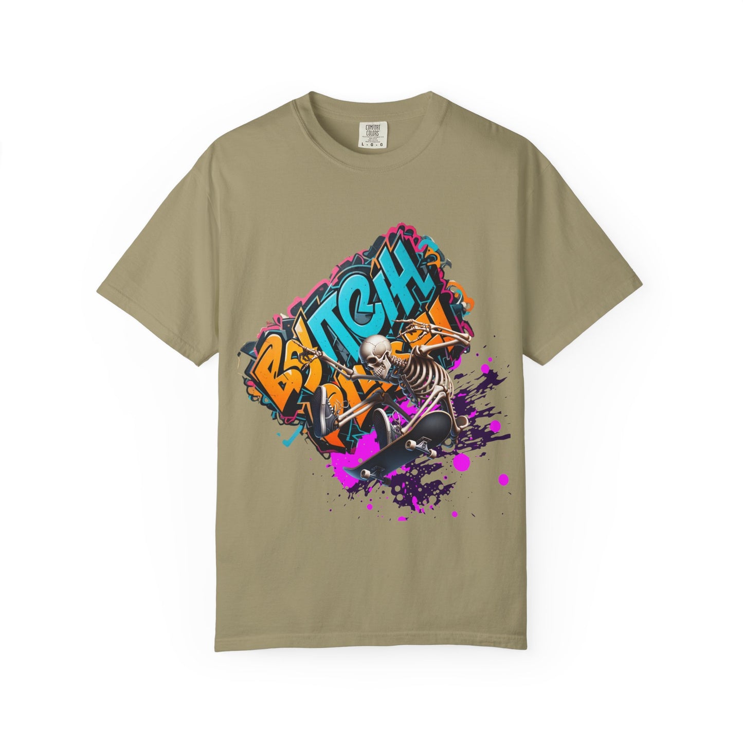 Edgy Skeleton Graffiti T-Shirt, Unisex Graphic Tee, Halloween Costume Shirt, Streetwear Style, Cool Gift for Teens