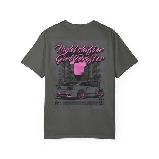 Nightshifter Girl Drifter T-shirt | Unisex Retro Car Tee | Perfect for Car Lovers, Night-Outs, Birthdays, and Gifts