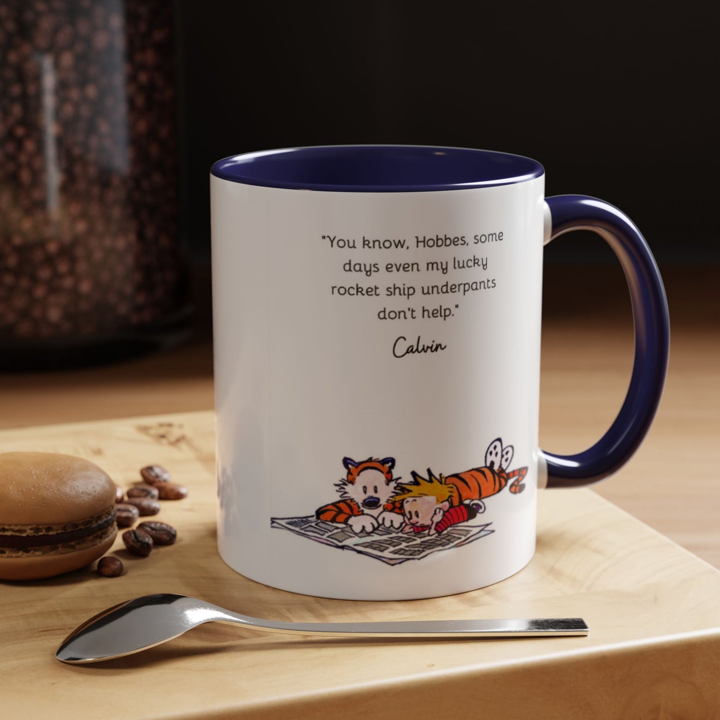 Calvin and Hobbes Inspired Accent Coffee Mug - Fun Gift for Fans, Morning Coffee, Cute Quote Mug, Whimsical Gift, Reading Companion