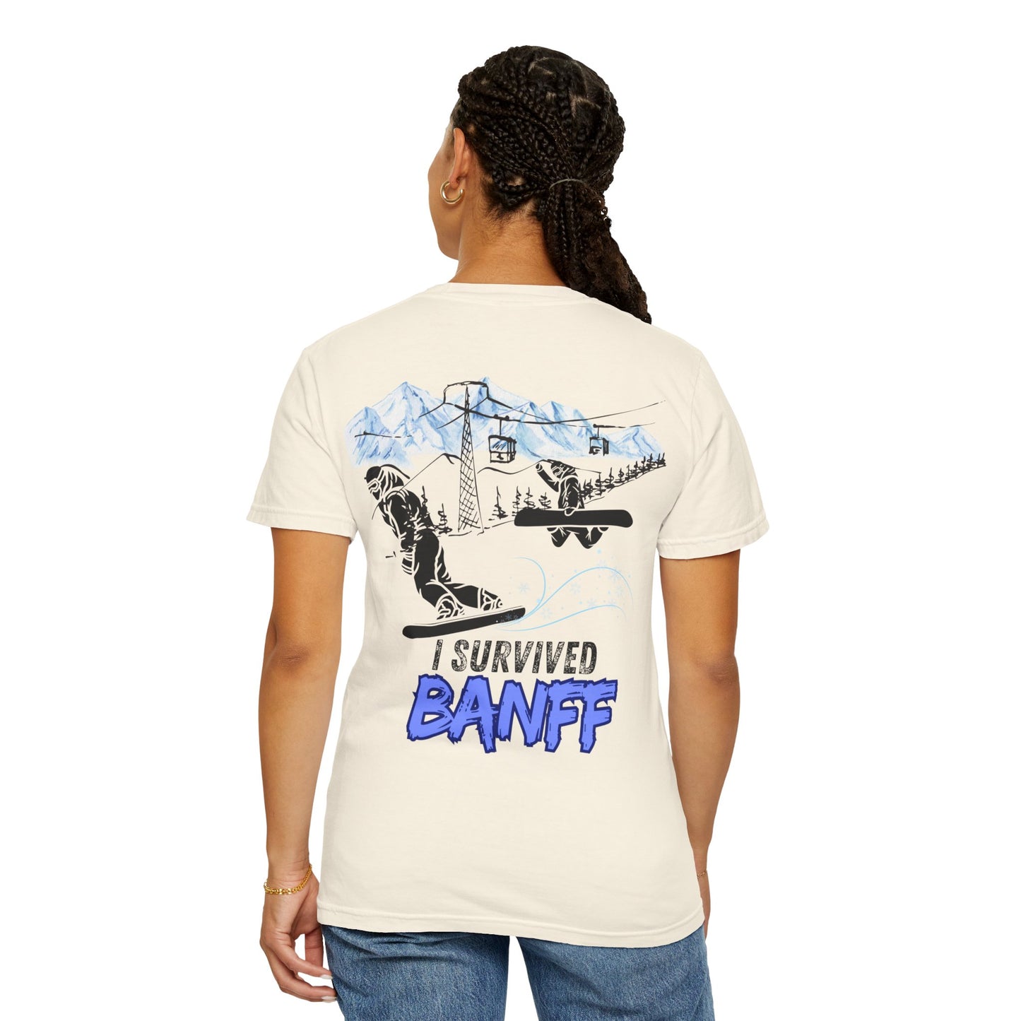 Banff Ski Adventure T-Shirt - Unisex Garment-Dyed Tee, Snowboarder Gift, Winter Sports Apparel, Ski Trip Souvenir, Funny Travel Shirt