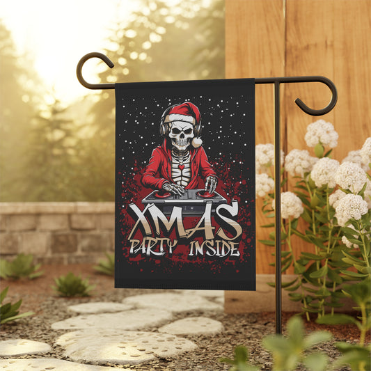 Festive Skeleton Banner, Halloween Party Decor, Xmas Garden Flag, Spooky Home Decoration, Unique Holiday Banner