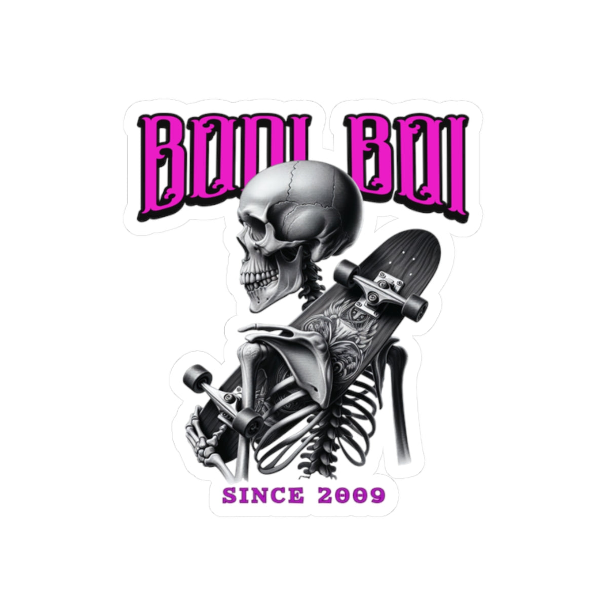 Skeleton Skateboarder Kiss-Cut Stickers, Goth Stickers, Halloween Decor, Skateboard Accessories, Unique Gifts, Art Stickers
