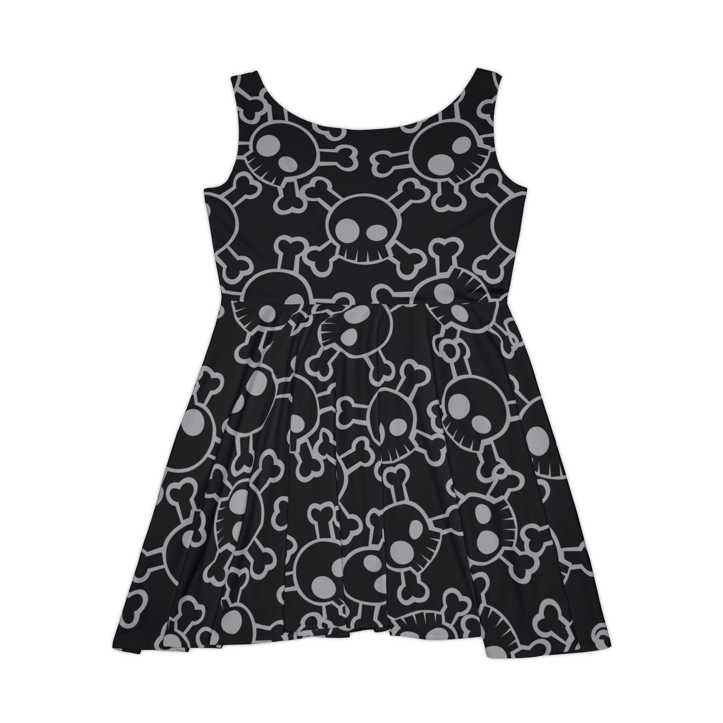 Gothic Skull Skater Dress, AOP Women's Dress, Edgy Fashion, Alternative Style, Perfect for Halloween and Parties