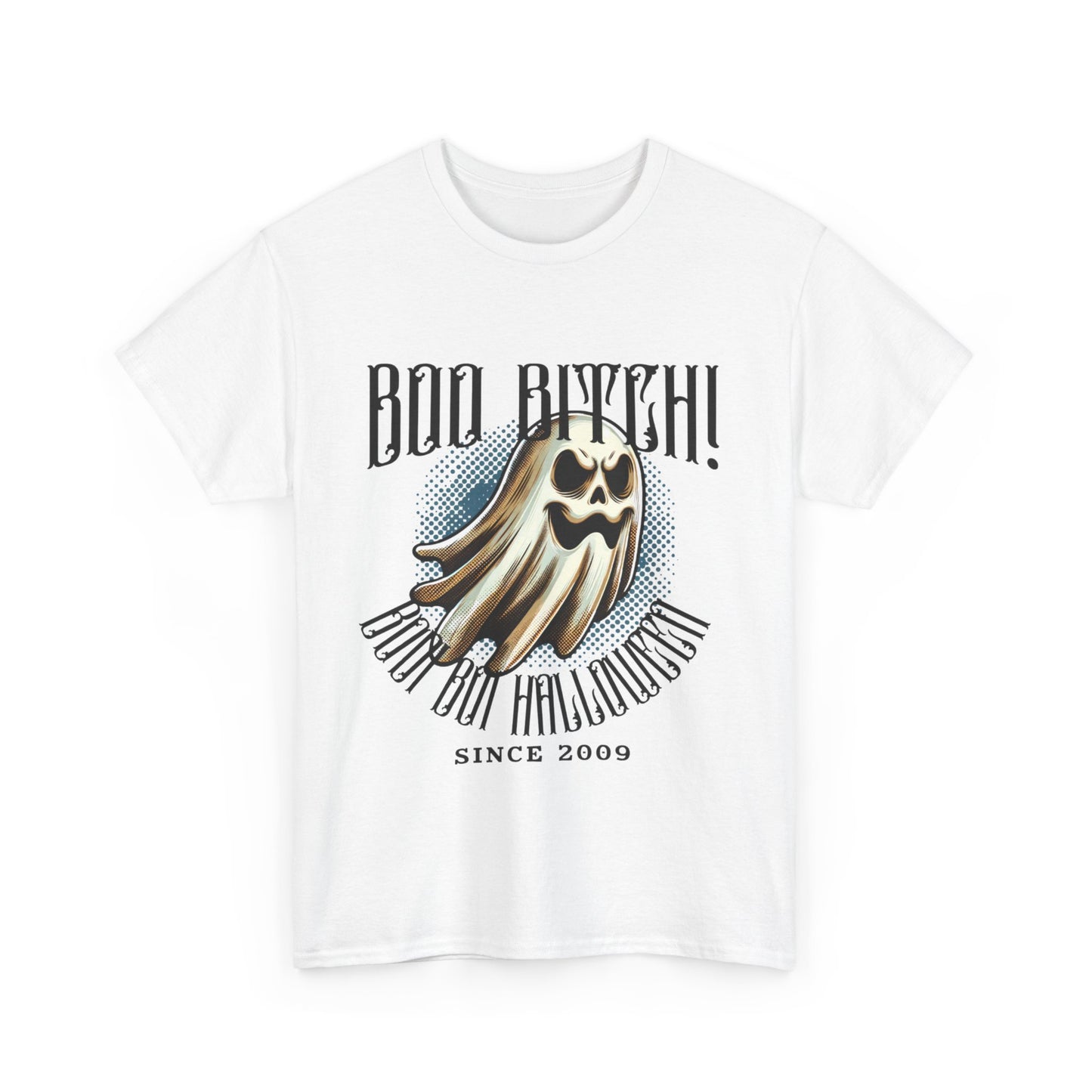 Boo Biych! Halloween Unisex Heavy Cotton Tee, Spooky T-Shirt, Halloween Costume Top, Ghost Graphic Shirt, October Festive Apparel