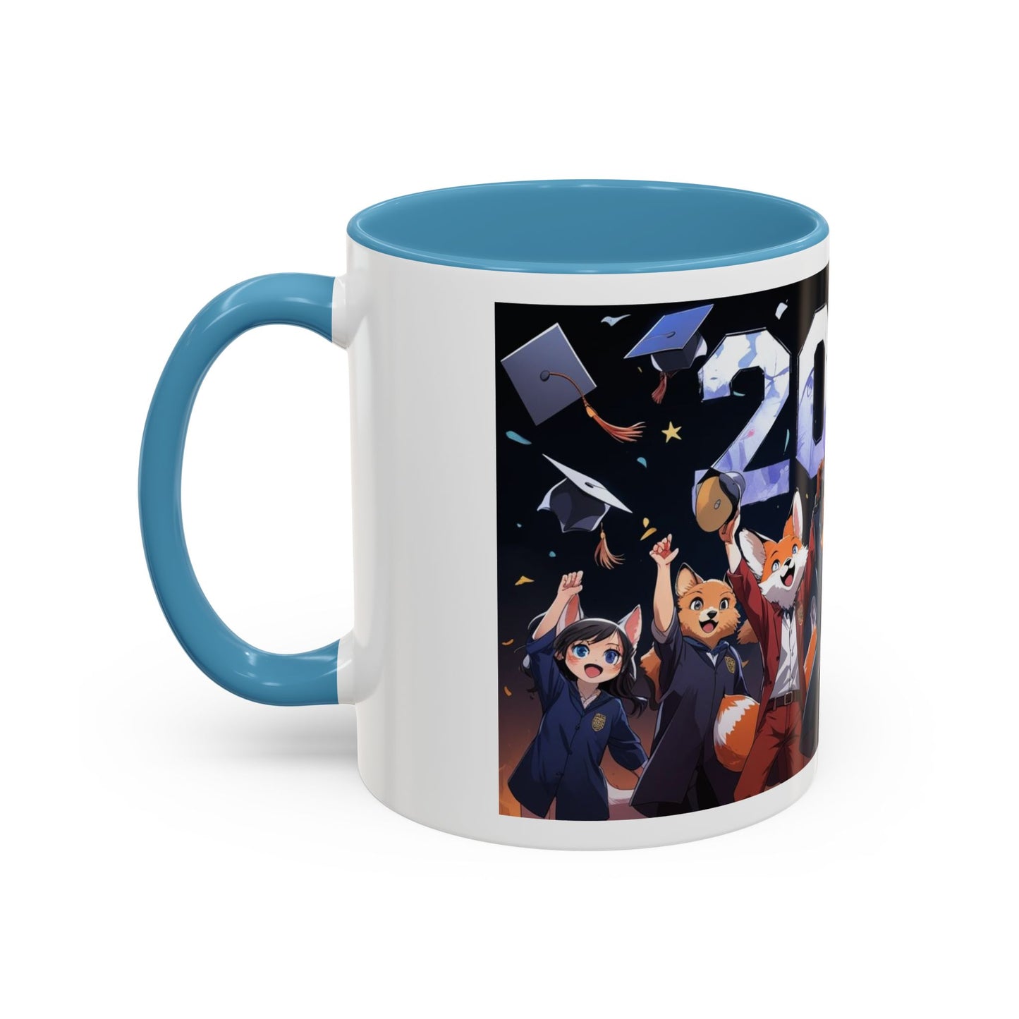 Anime Animals Graduation Celebration Coffee Mug, Funny Animal Graduation Mug, Custom Graduate Gift, Class of 2025 Mug, Unique Graduation Present