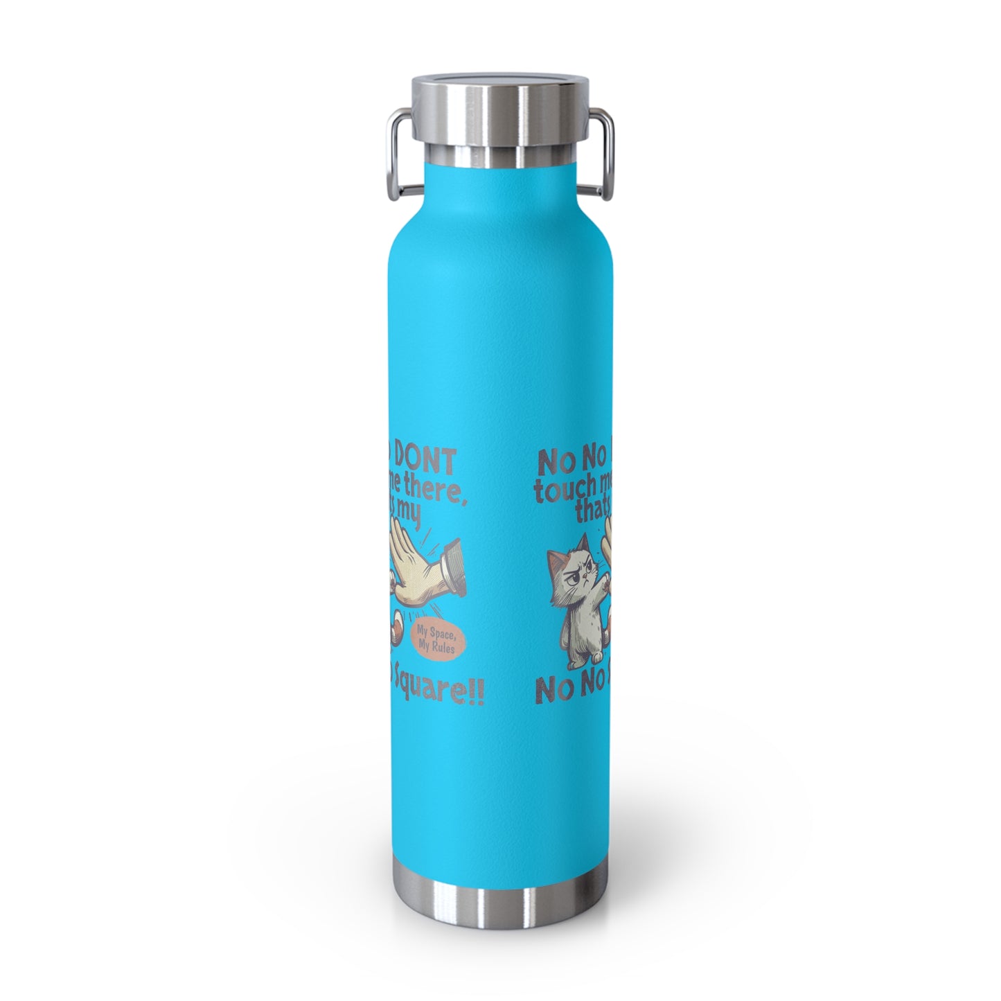 Funny Cat Insulated Water Bottle, 22oz, Laughing Cat Gift, Pet Lover Gift, Humorous Drinkware, Cat Safety Bottle