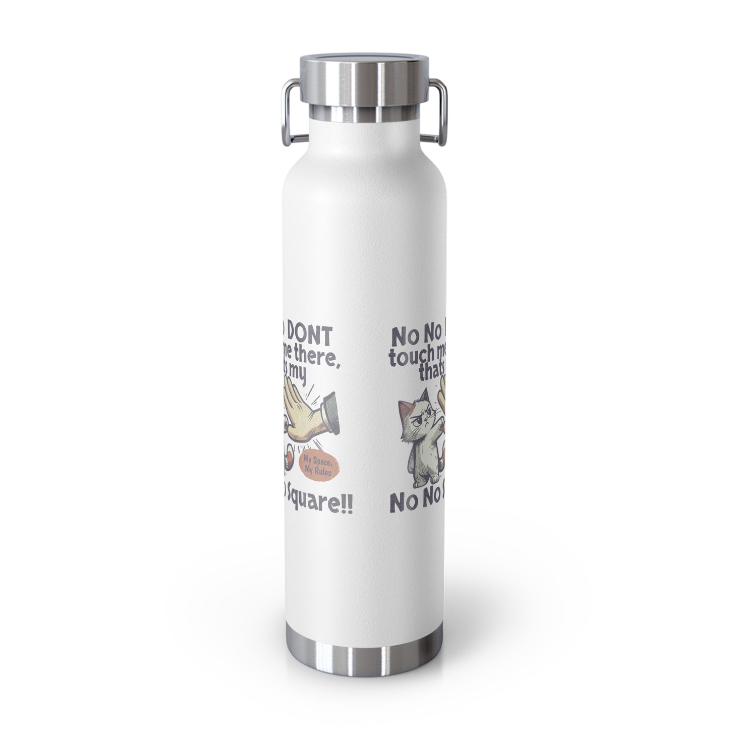 Funny Cat Insulated Water Bottle, 22oz, Laughing Cat Gift, Pet Lover Gift, Humorous Drinkware, Cat Safety Bottle