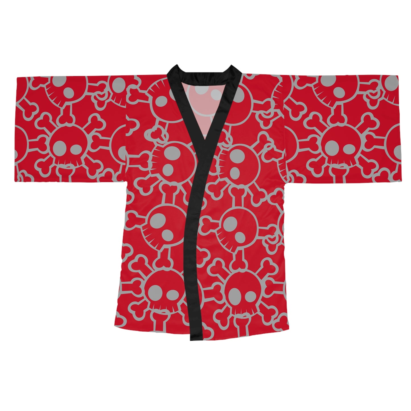 Skull & Crossbones Long Sleeve Kimono Robe, Edgy Lounge Wear, Alternative Fashion, Halloween Gift, Anime Inspired, Cozy Homewear