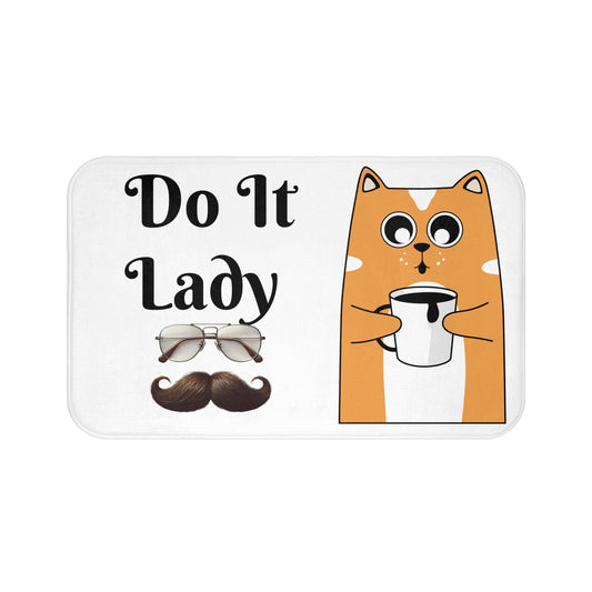 Chit Do it lady Cat Bath Mat - Cute Bathroom Decor, Personalized Bath Rug, Gifts for Cat Lovers, Funny Bath Accessories, Cozy Home Decor