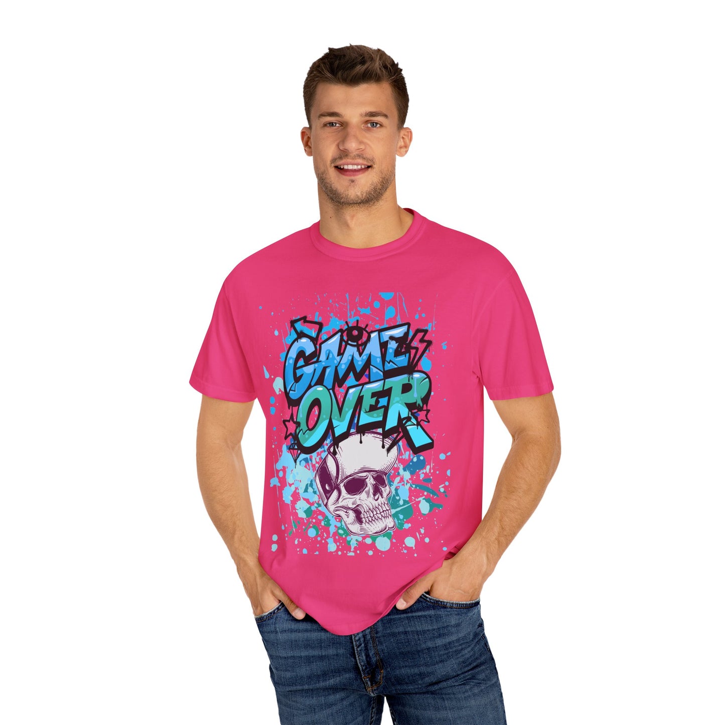 Gamer Skull T-shirt, Unisex Graphic Tee, Game Over Apparel, Casual Wear, Gift for Gamers, Streetwear, Cool Graphic Shirt