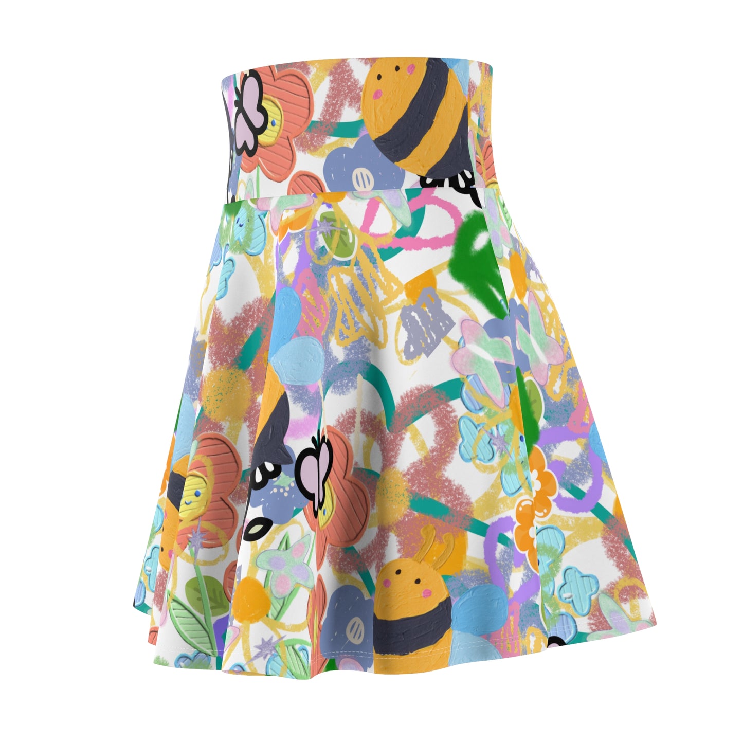 Colorful Floral Women's Skater Skirt | Cute Summer Fashion, Dance and Festival Outfit, Gift for Girlfriend and Mom