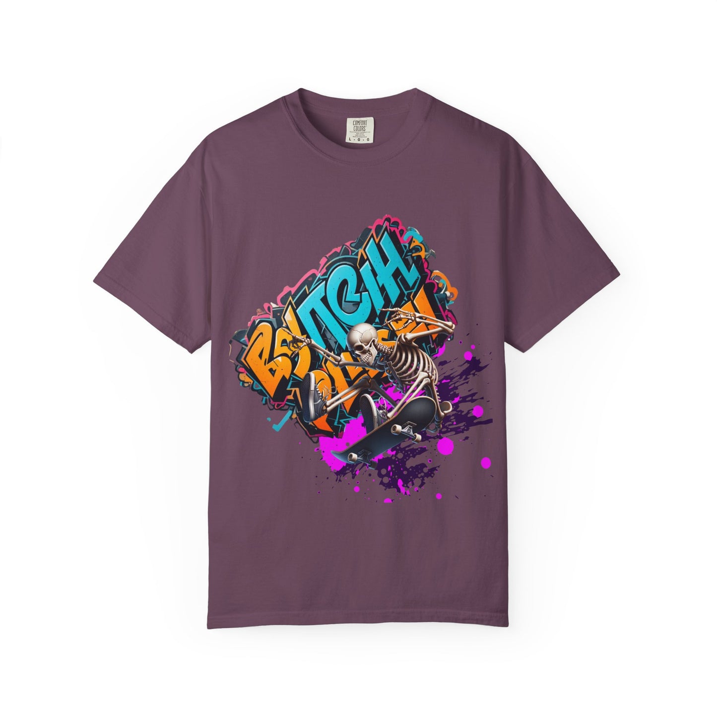 Edgy Skeleton Graffiti T-Shirt, Unisex Graphic Tee, Halloween Costume Shirt, Streetwear Style, Cool Gift for Teens
