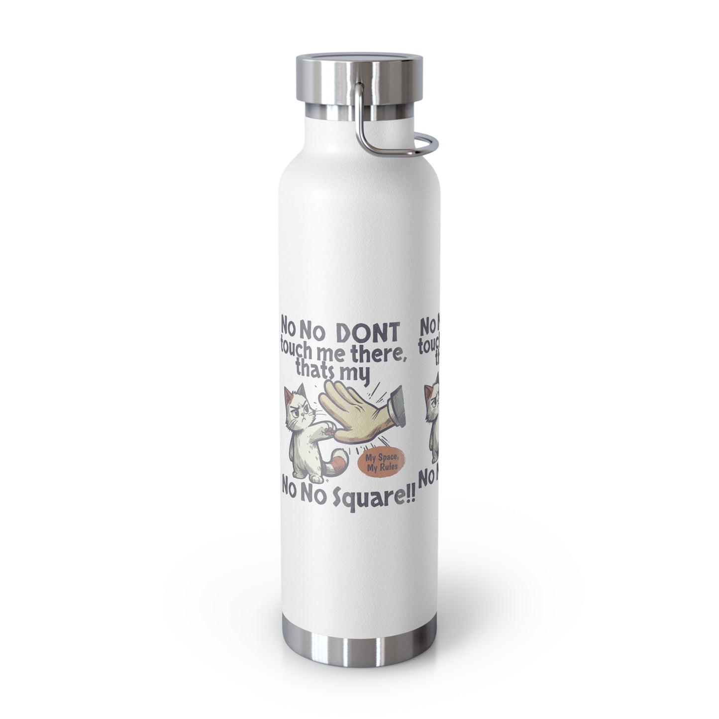 Funny Cat Insulated Water Bottle, 22oz, Laughing Cat Gift, Pet Lover Gift, Humorous Drinkware, Cat Safety Bottle